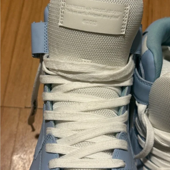 Off-White Out Of Office Mid Leather men Sneaker in White and Baby Blue 13 46 - Picture 7 of 11